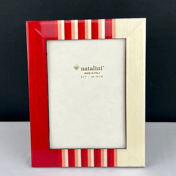 Natalini, Wood frame, Red/Stripes. 5”x7”. NWT - Picture 1 of 3